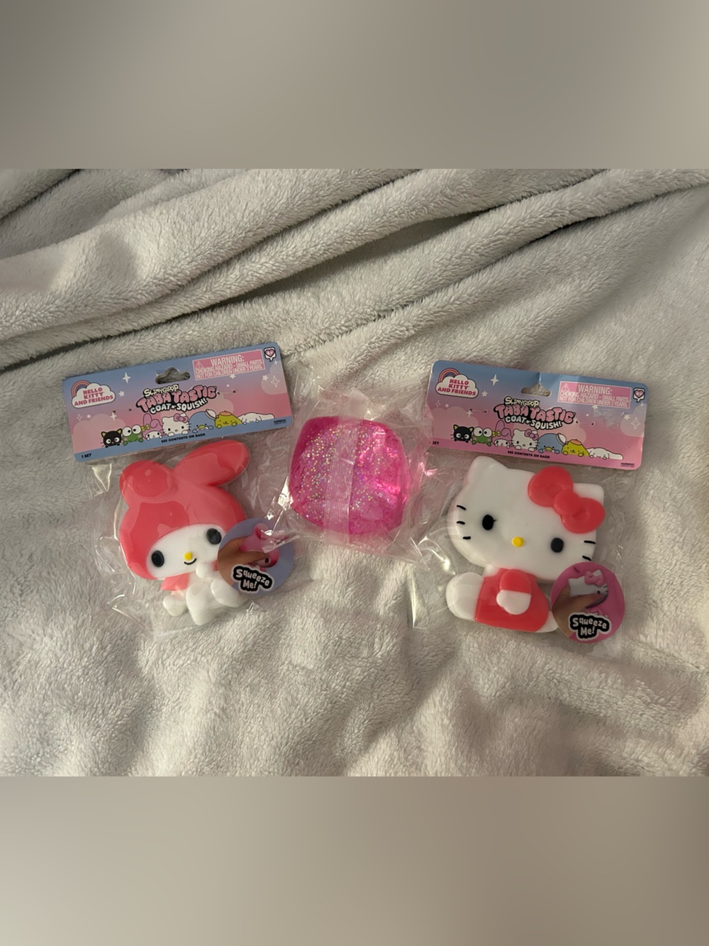 Sanrio Hello Kitty & My Melody & Pink Squishy Toy Trio